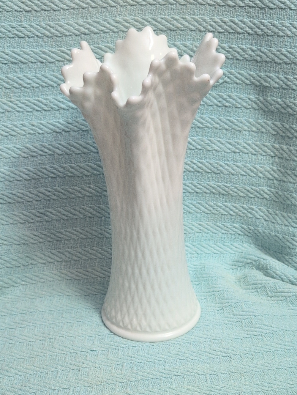 Westmoreland White Decorative Milk Glass Ruffled Vase - Elegant Home Accent